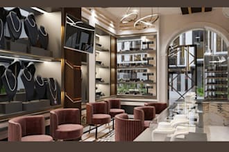 do 3d retail store, boutique, clothing shop, jewelry store design, 3d modelling