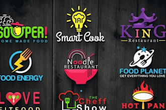 make restaurant, pizza, tacos, café and food logo design