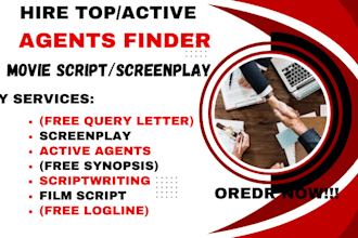 connect you with top active agents for movie script, screenplay, script writing