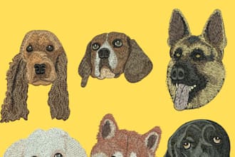 digitize image for embroidery digitizing, logo, embroidery patch design in dst