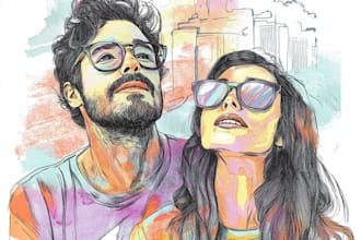 make you anime couple art portrait
