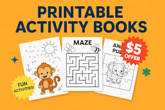 create printable activity book pages for kids KDP and etsy ready