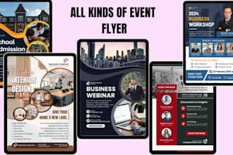 design professional event and business flyer, logo, postcard, poster, graphics