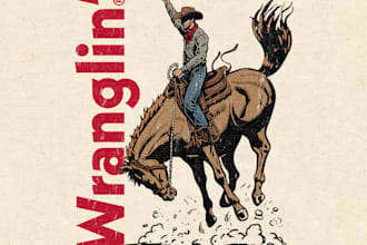 draw a vintage western cowboy design for logo and t shirts