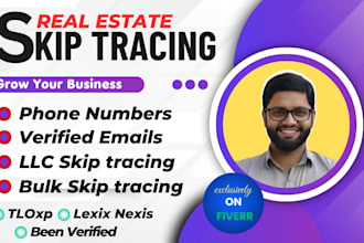 do real estate skip tracing, bulk skip tracing, llc skip tracing for anybody