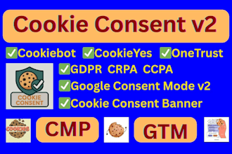 setup gdpr cookie banner, cookiebot, consent banner v2, and cmp