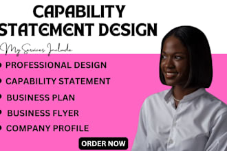 design government capability statement, government contract, and flyer design