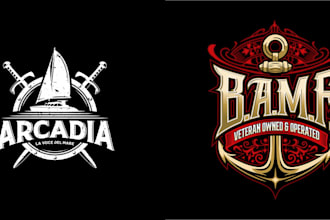 create vintage anchor ship marine logo with 24 hours