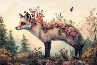 illustrate botanical and animal vector  illustration