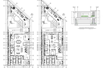 architectural plan, cuts and architectural facades