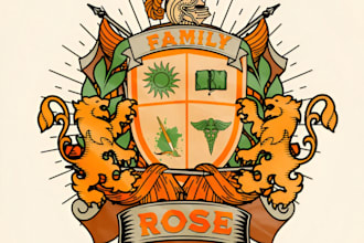 design family crest regal heraldic coat of arms logo with full branding kit