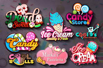 do ice cream candy sweets restaurant pizza bbq food and bakery logo design
