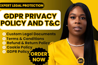 draft privacy policies, gdpr, terms cookies, refund, legal policies for website
