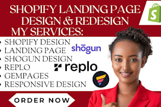 design shopify landing page by shogun replo pagefly gempages clone shopify store