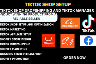 set up and manage tiktok shop, tiktok affiliate marketing, tt dropshipping store