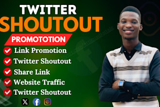 shoutout promote share website link to active USA UK, twitter, ig, fb, users