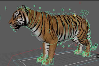 do 3d animal animation, 3d character modeling, fxg, rigging,
