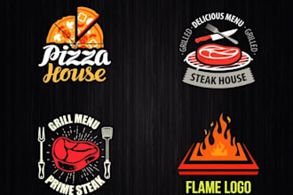 make fastfood, BBQ, food truck and 3d food logo design