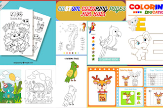 draw cute bold and easy coloring book pages for kids and line art drawing