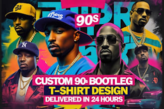 design custom vintage 90s bootleg rap sports t shirts