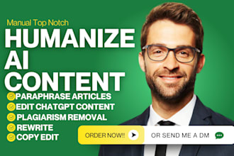 manually humanize proofread rewrite paraphrase  ai content german book edit