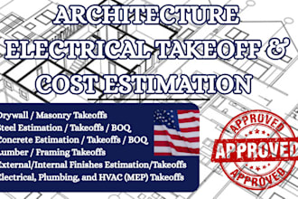 do quantity take off, material take off and construction estimate
