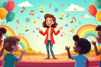 sing kid song, educational song nursery rhyme children song as female singer