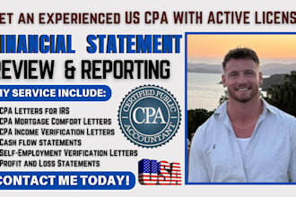 review financial statements, audit financial US CPA, sign CPA letter, reporting