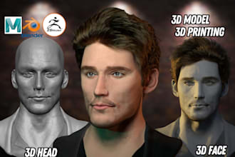 scuplt realistic 3d face likeness 3d head model 3d bust statue for 3d printing