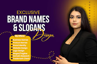 brainstorm creative brand name business name and slogan catchy logo and website