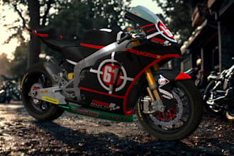 create realistic 3d bike showroom, bike dealership