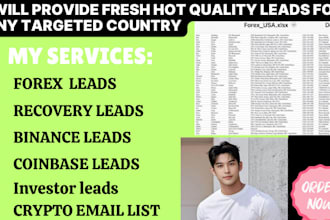 generate HQ forex leads, binance leads, coinbase leads, linkedin lead, MLM leads