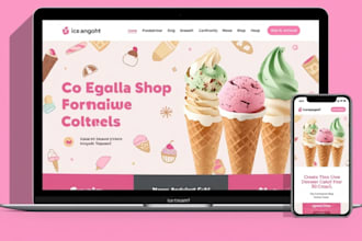 create ice cream website, dessert store, gelato shop, yoghurt website