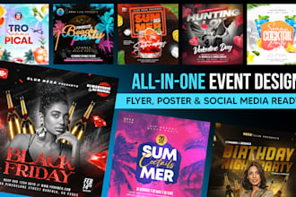 design trendy club, dj, and party event flyers and posters