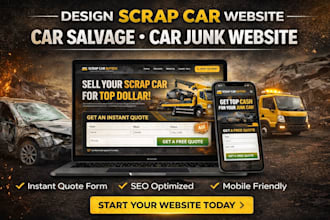 design scrap car website car salvage website car junk website with quote feature