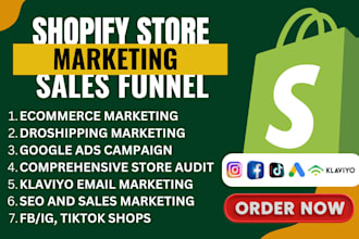 boost shopify marketing via facebook ads sales funnel droshipping sales klaviyo