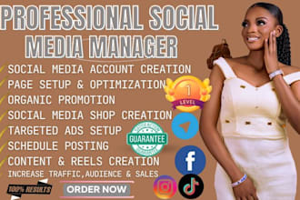 be your social media manager, content creator for instagram, pinterest, facebook