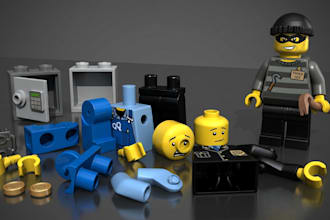 design 3d lego minifigure, design lego custom 3d model, 3d lego animation