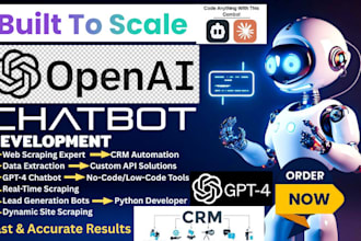developer data scraping, openai, CRM, web scraping ai chatbot development