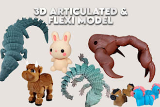 create flexi toy model, 3d flexi animal model, bjd model, 3d  toy for printing