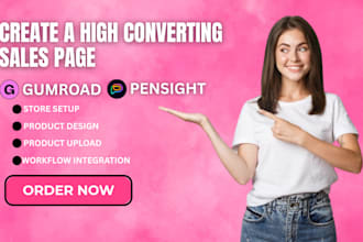 set up gumroad shop, pensight, digital products design, workflow integration
