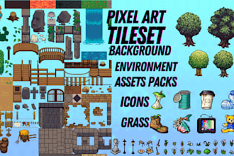 design pixel art items, icons and bundle for rpg, indie games