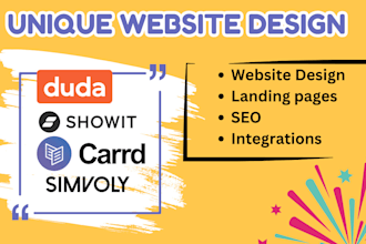 build stunning websites on duda, showit, simvoly, tilda, carrd website design
