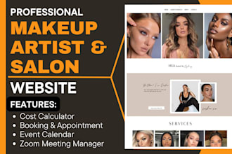 design a stunning makeup artist portfolio and salon website with booking system