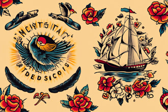 create custom tattoo, old school or traditional tattoo design