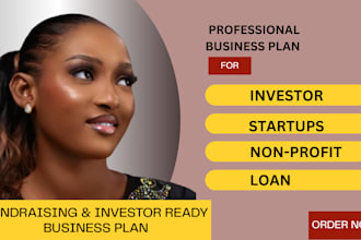 develop an investor ready business plan, proposal for startups, grants, loan