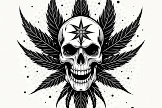 design a badass skull head smoking logo in very short time