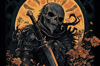 create a dark art illustration for album covers and more