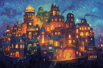 design an illustration of futuristic cyberpunk city