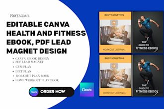 do editable canva health, fitness ebooks design, medical book, gym, workout plan